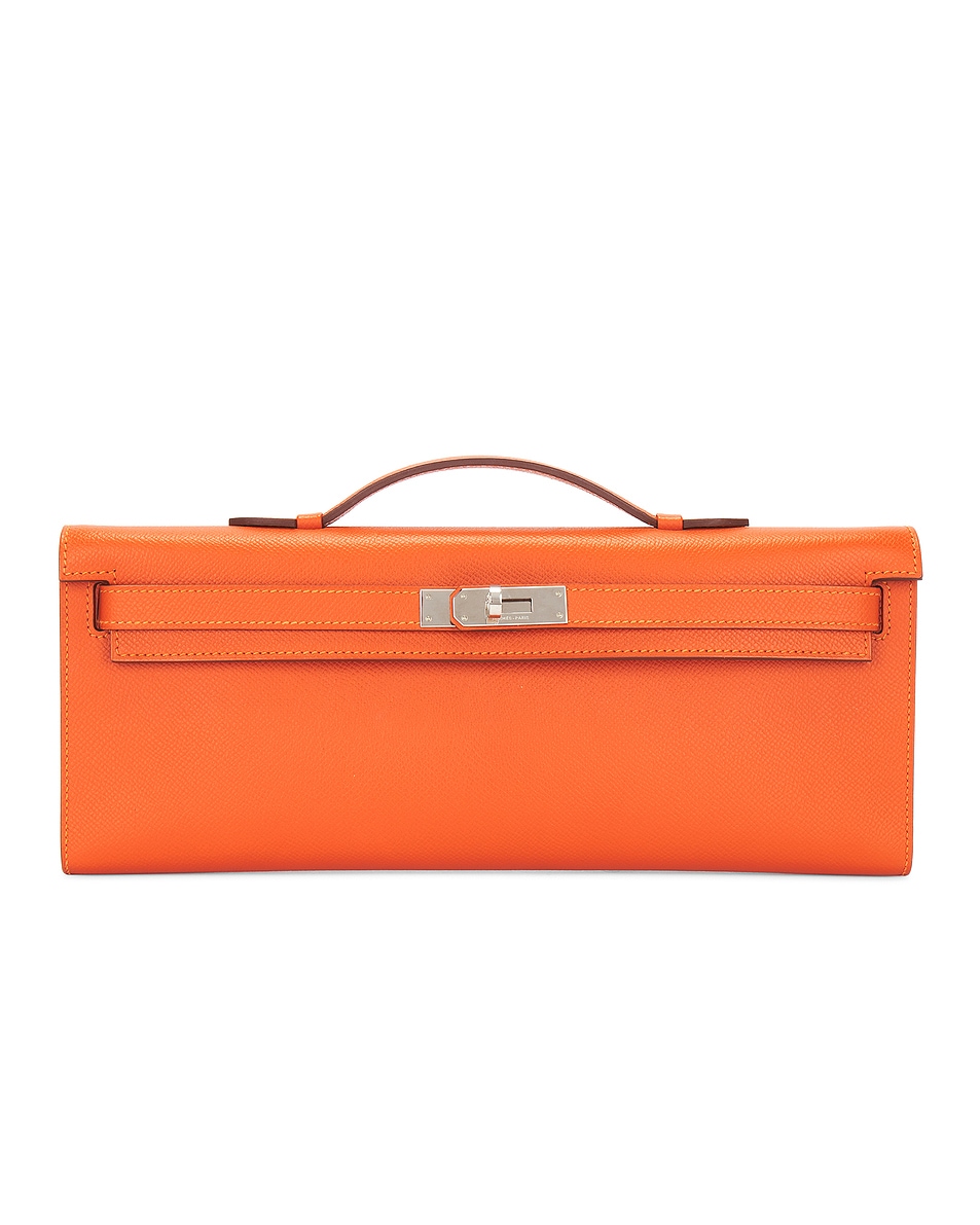 Image 1 of FWRD Renew Hermes Feu Veau Epsom Kelly Pochette Handbag in Orange