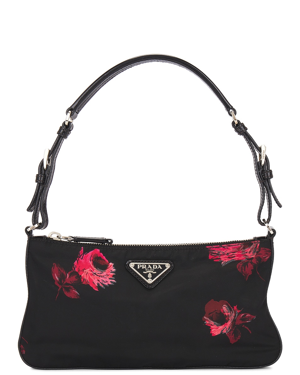 Image 1 of FWRD Renew Prada Tessuto Floral Shoulder Bag in Black