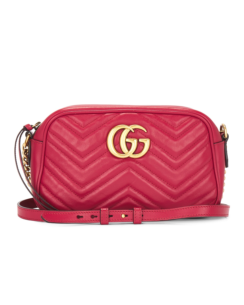 Image 1 of FWRD Renew Gucci GG Marmont Quilted Leather Shoulder Bag in Red