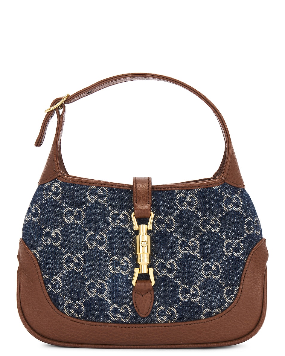 Image 1 of FWRD Renew Gucci Jackie GG Denim Shoulder Bag in Blue