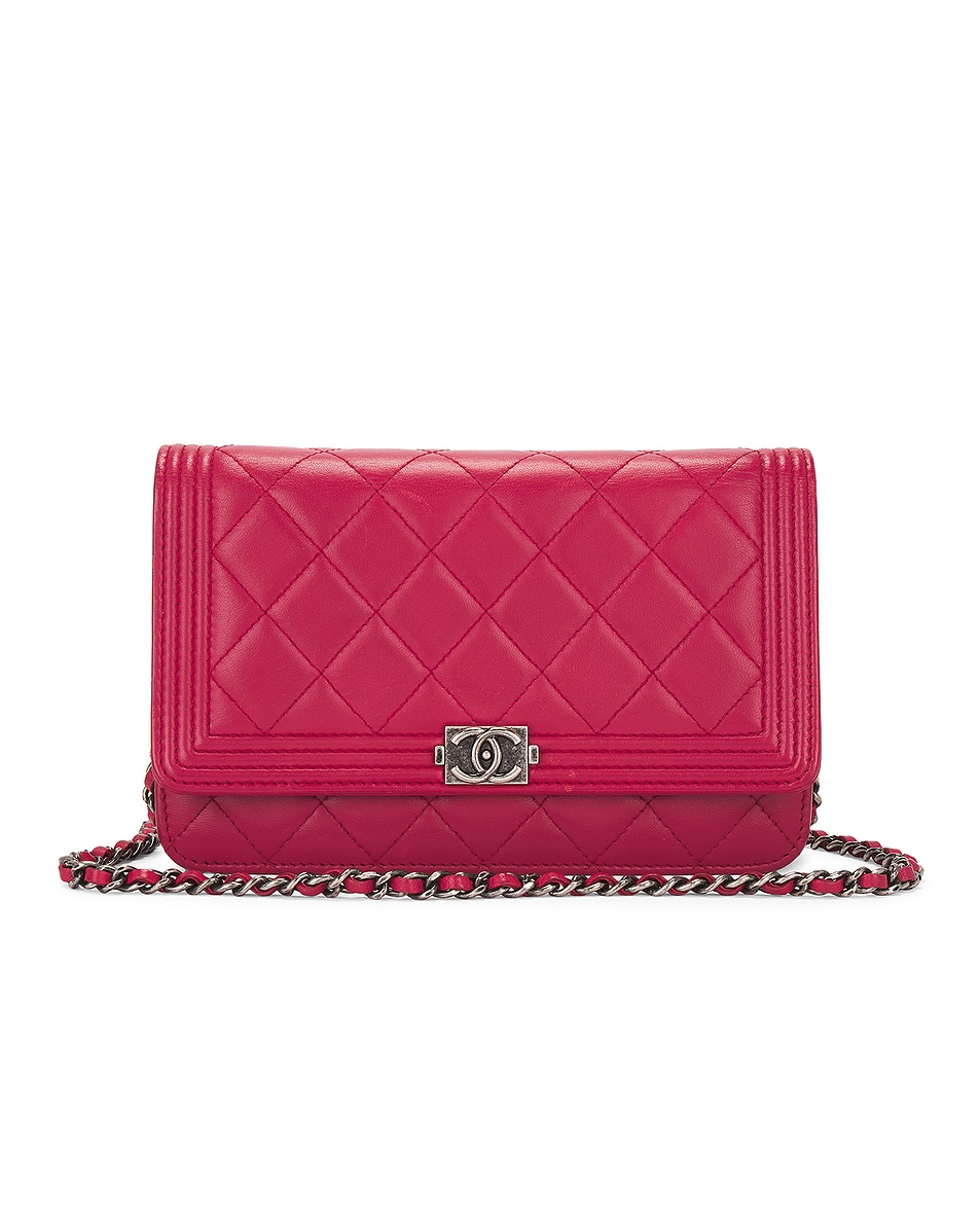 Image 1 of FWRD Renew Chanel Boy Wallet On Chain Bag in Red