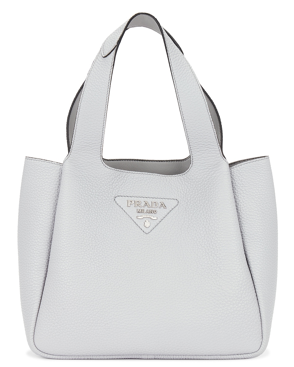 Image 1 of FWRD Renew Prada Vitello Daino Dynamique Handbag in Grey