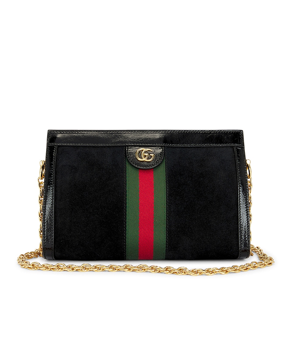 Image 1 of FWRD Renew Gucci Ophidia Suede Shoulder Bag in Black