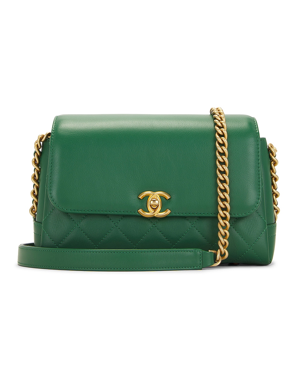 FWRD Renew Chanel Quilted Flap Bag in Green FWRD