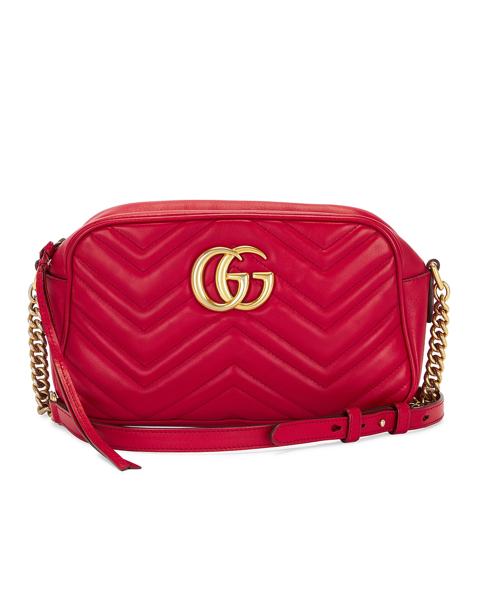 Image 1 of FWRD Renew Gucci GG Marmont Quilted Leather Shoulder Bag in Red