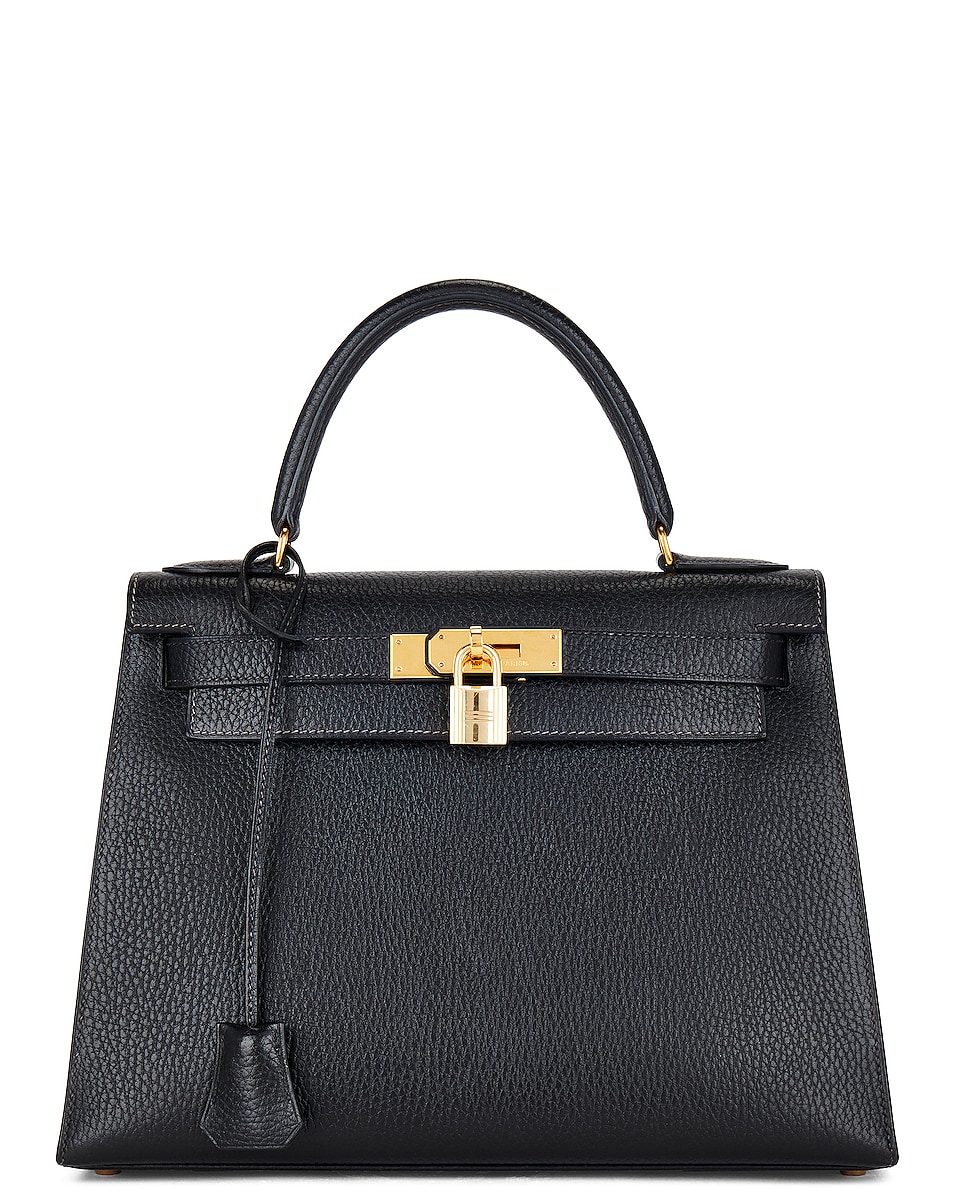 Image 1 of FWRD Renew Hermes Kelly 28 Sellier Handbag in Black