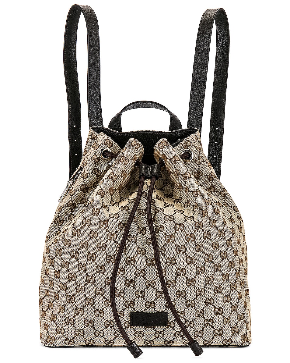 Image 1 of FWRD Renew Gucci GG Drawstring Backpack in Brown