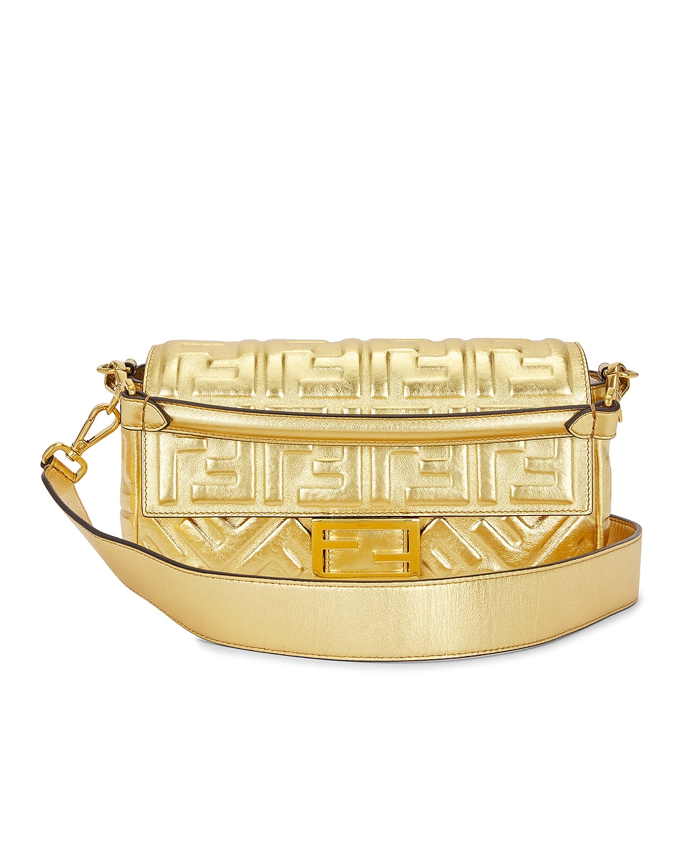 Image 1 of FWRD Renew Fendi Zucca Mama Baguette 2 Way Shoulder Bag in Gold
