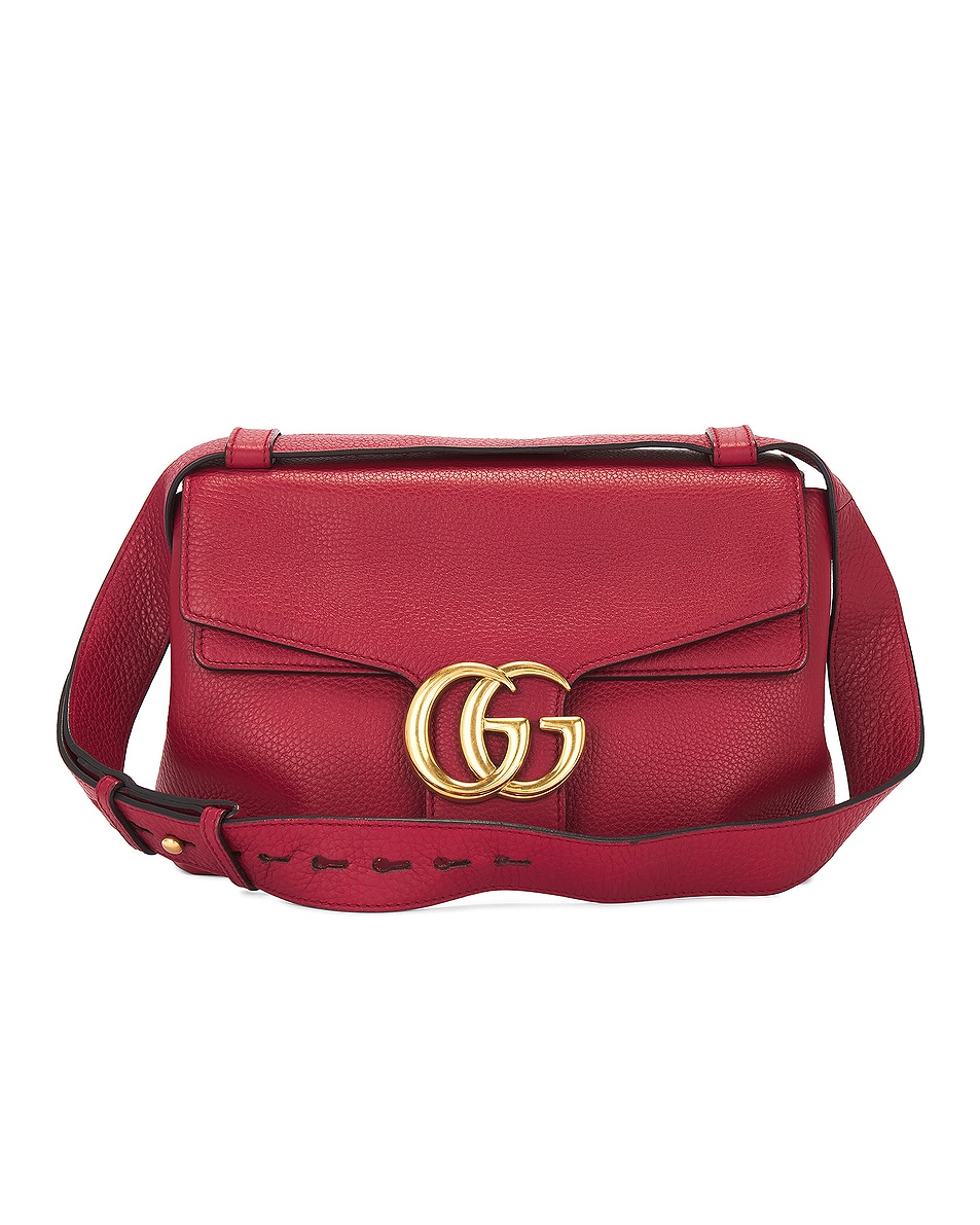 Image 1 of FWRD Renew Gucci GG Marmont Leather Shoulder Bag in Red