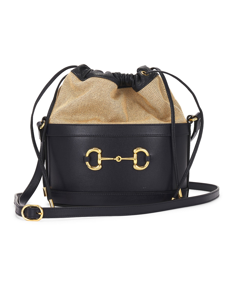Image 1 of FWRD Renew Gucci Horsebit Leather Shoulder Bag in Black