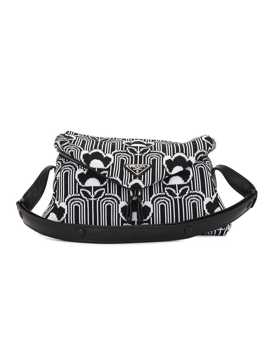 Image 1 of FWRD Renew Prada Flap Shoulder Bag in Black & White