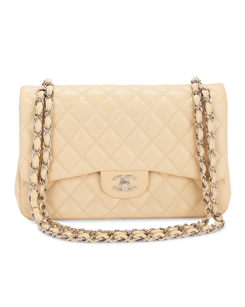 Image 1 of FWRD Renew Chanel Quilted Chain Double Flap Shoulder Bag in Tan