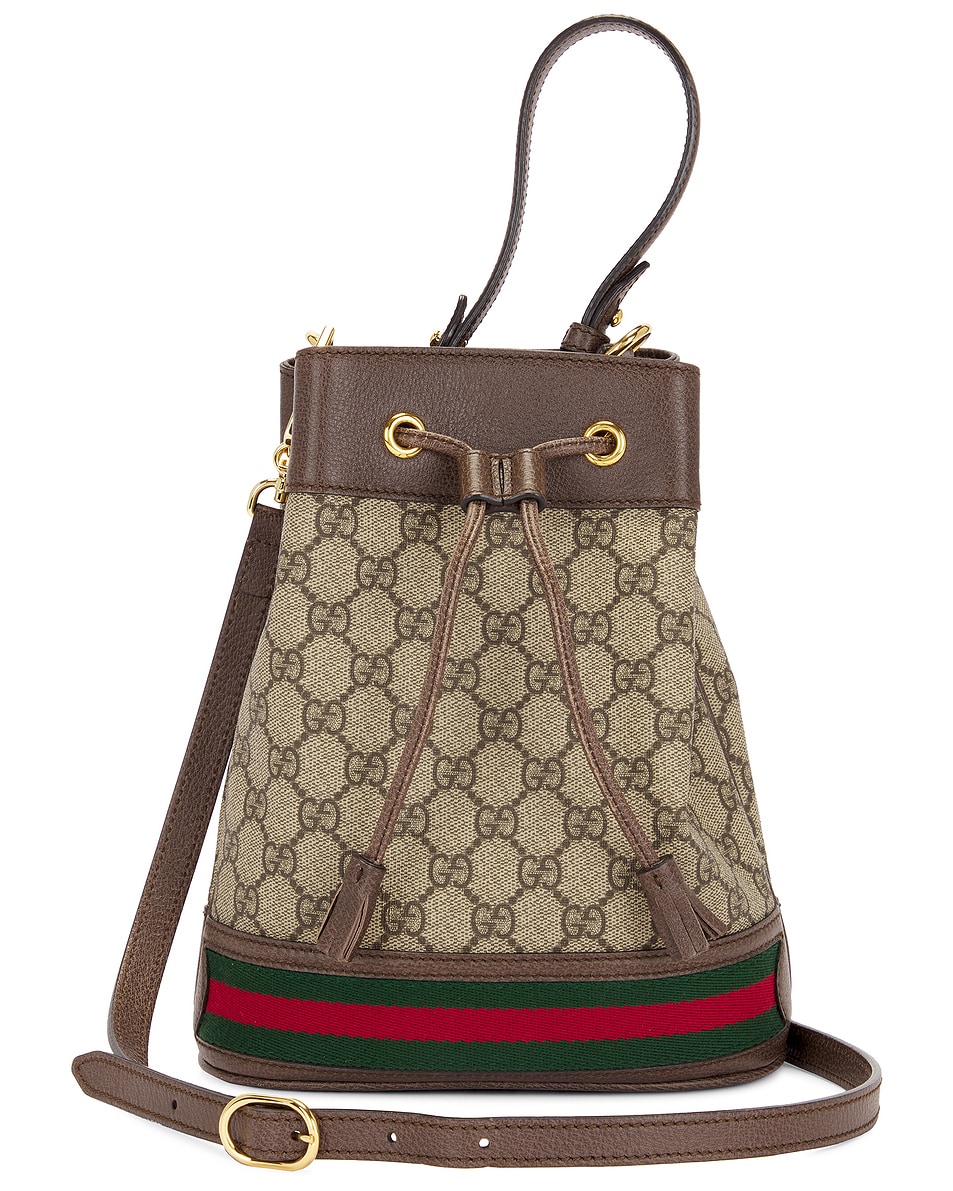 Image 1 of FWRD Renew Gucci GG Supreme Ophidia 2 Way Handbag in Brown