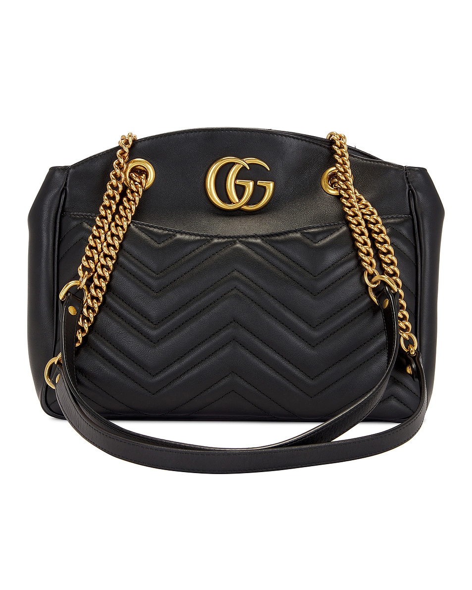 Image 1 of FWRD Renew Gucci GG Marmont Leather Shoulder Bag in Black