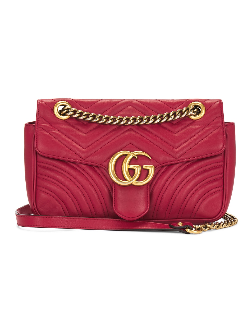 Image 1 of FWRD Renew Gucci GG Marmont Chain Shoulder Bag in Red