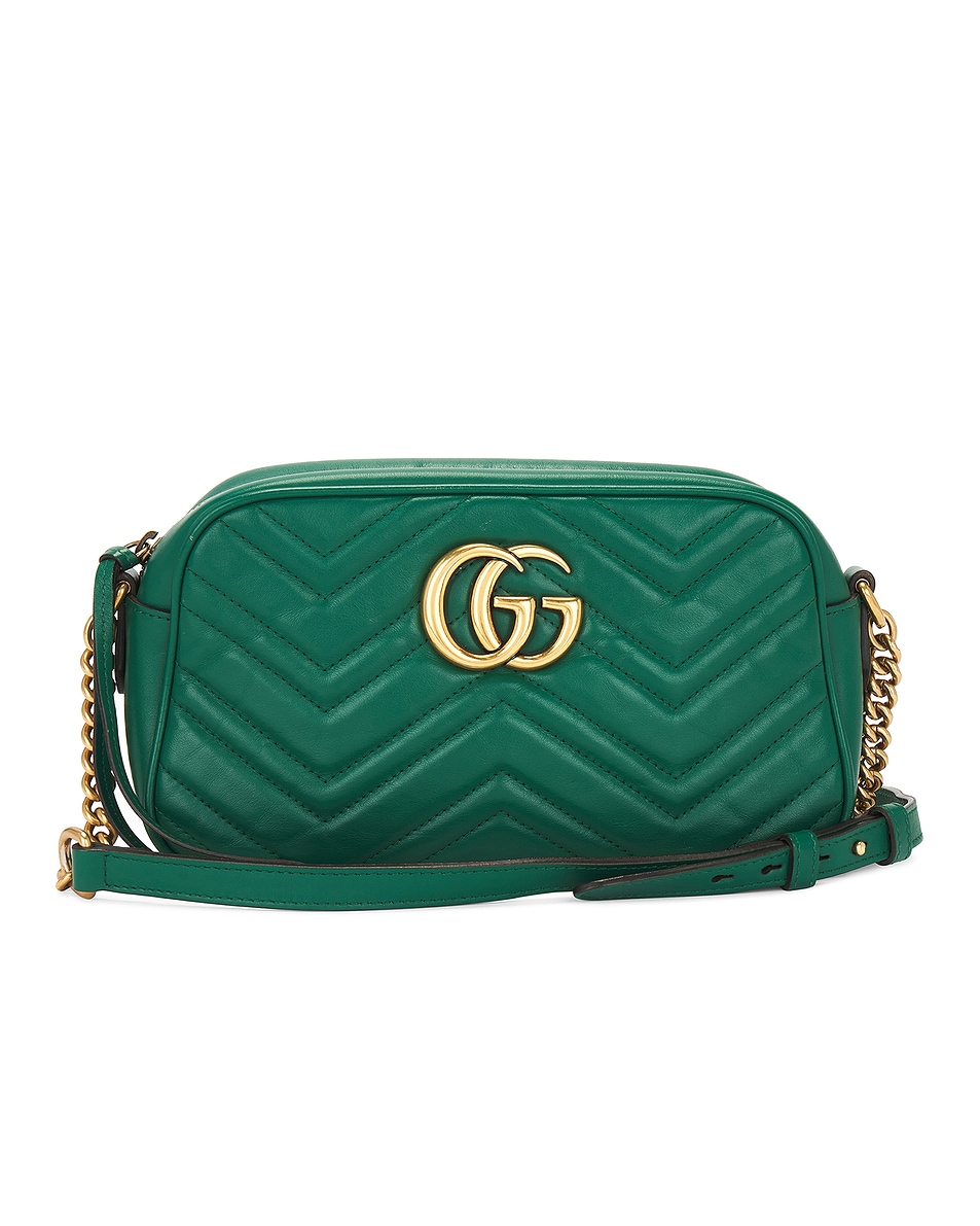 Image 1 of FWRD Renew Gucci GG Marmont Quilted Leather Shoulder Bag in Green