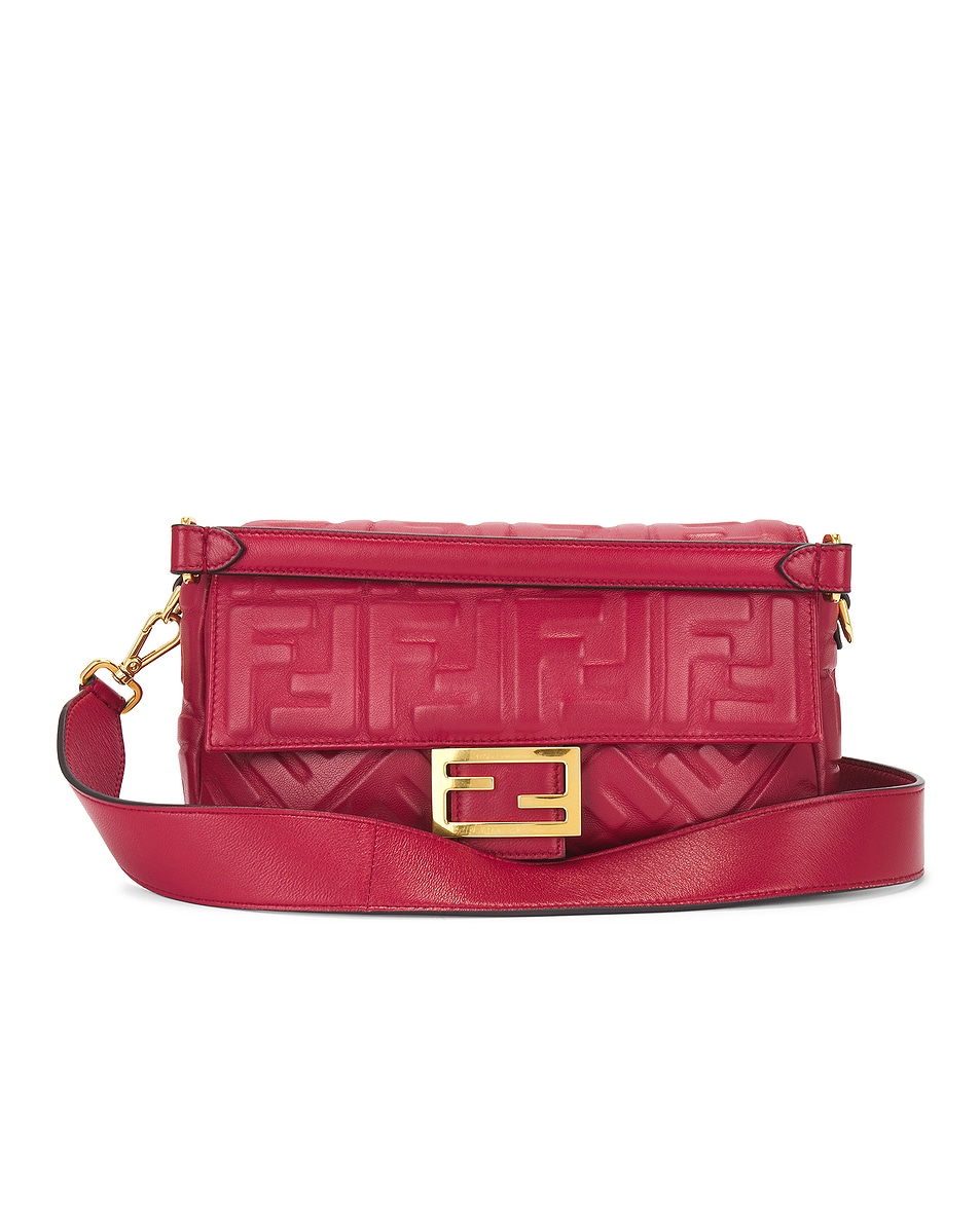 Image 1 of FWRD Renew Fendi Zucca Baguette Shoulder Bag in Red