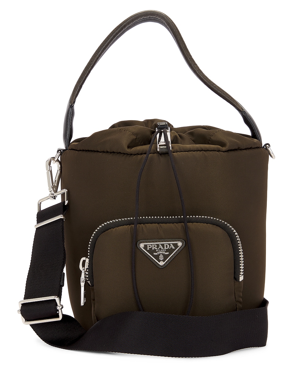 Image 1 of FWRD Renew Prada Tessuto 2 Way Bucket Bag in Brown