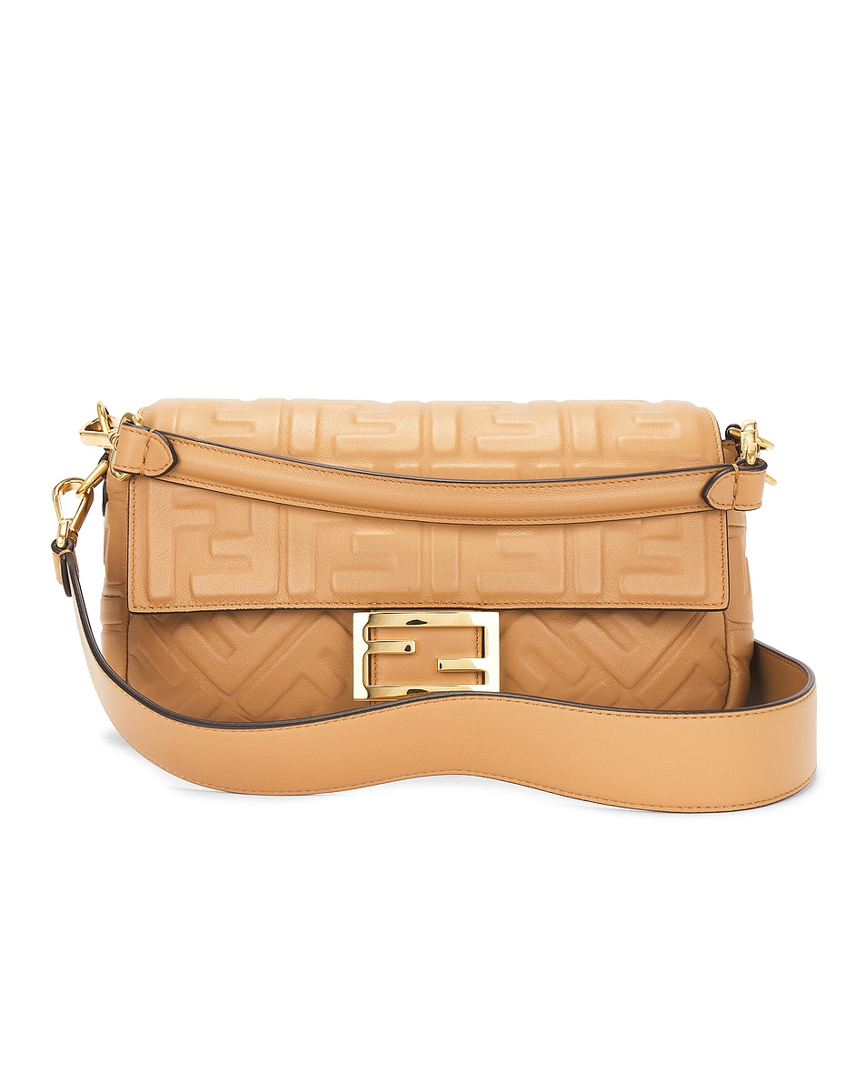 Image 1 of FWRD Renew Fendi Zucca 2 Way Baguette Shoulder Bag in Tan