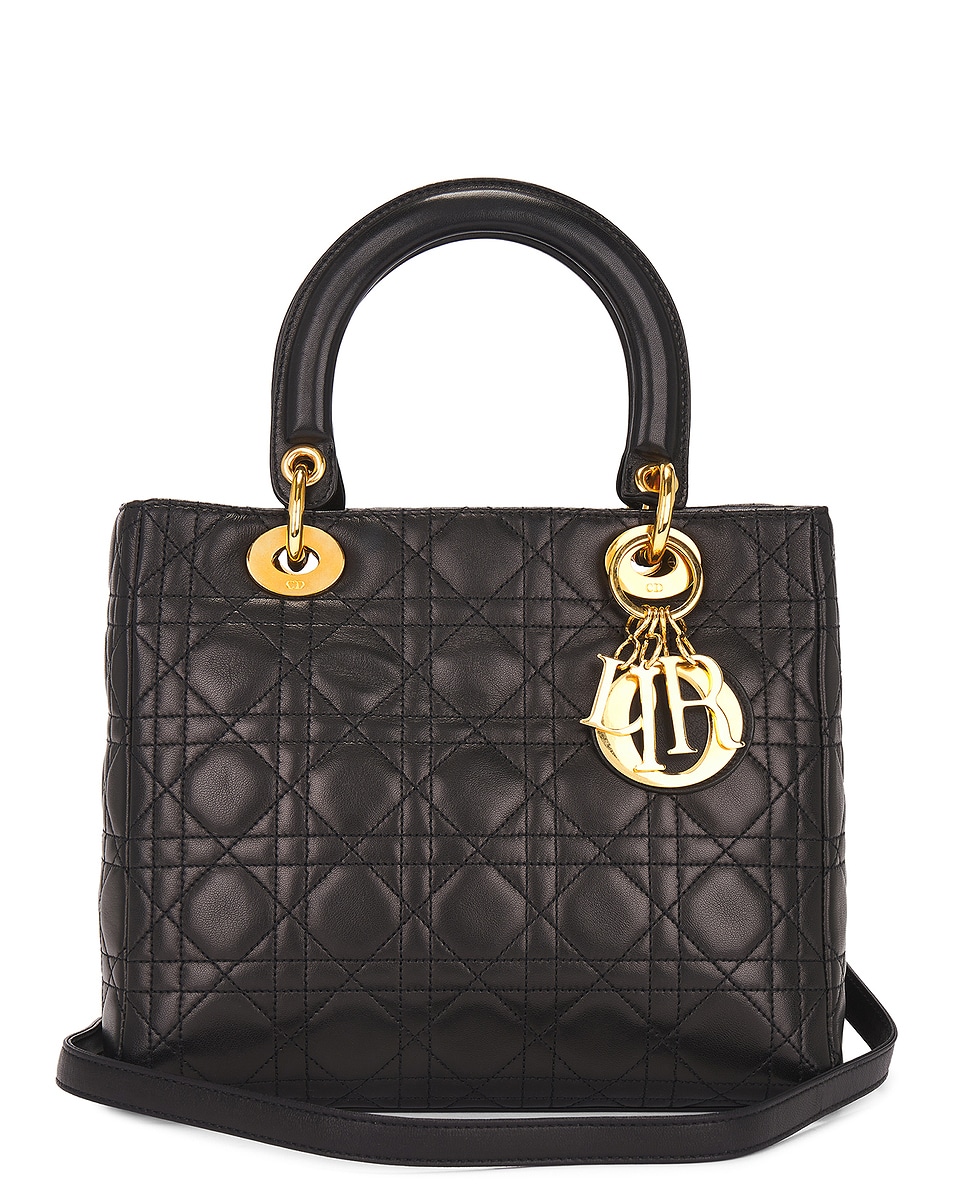 Image 1 of FWRD Renew Dior Lady Lambskin Handbag in Black