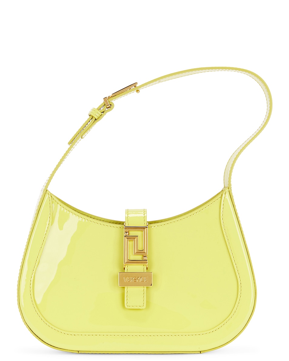Image 1 of FWRD Renew VERSACE Small Hobo Calf Leather Handbag in Yellow