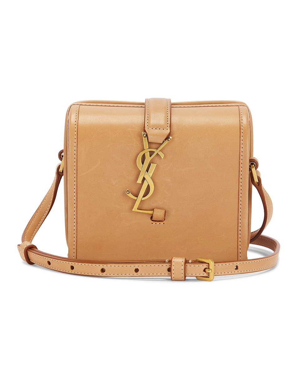 Image 1 of FWRD Renew Saint Laurent Mini Box Bag in Vintage Brown Gold