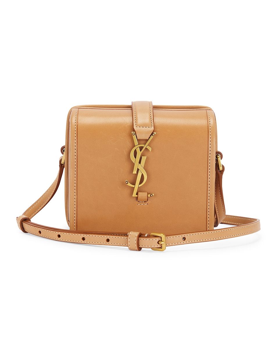 Image 1 of FWRD Renew Saint Laurent Mini Box Bag in Vintage Brown Gold