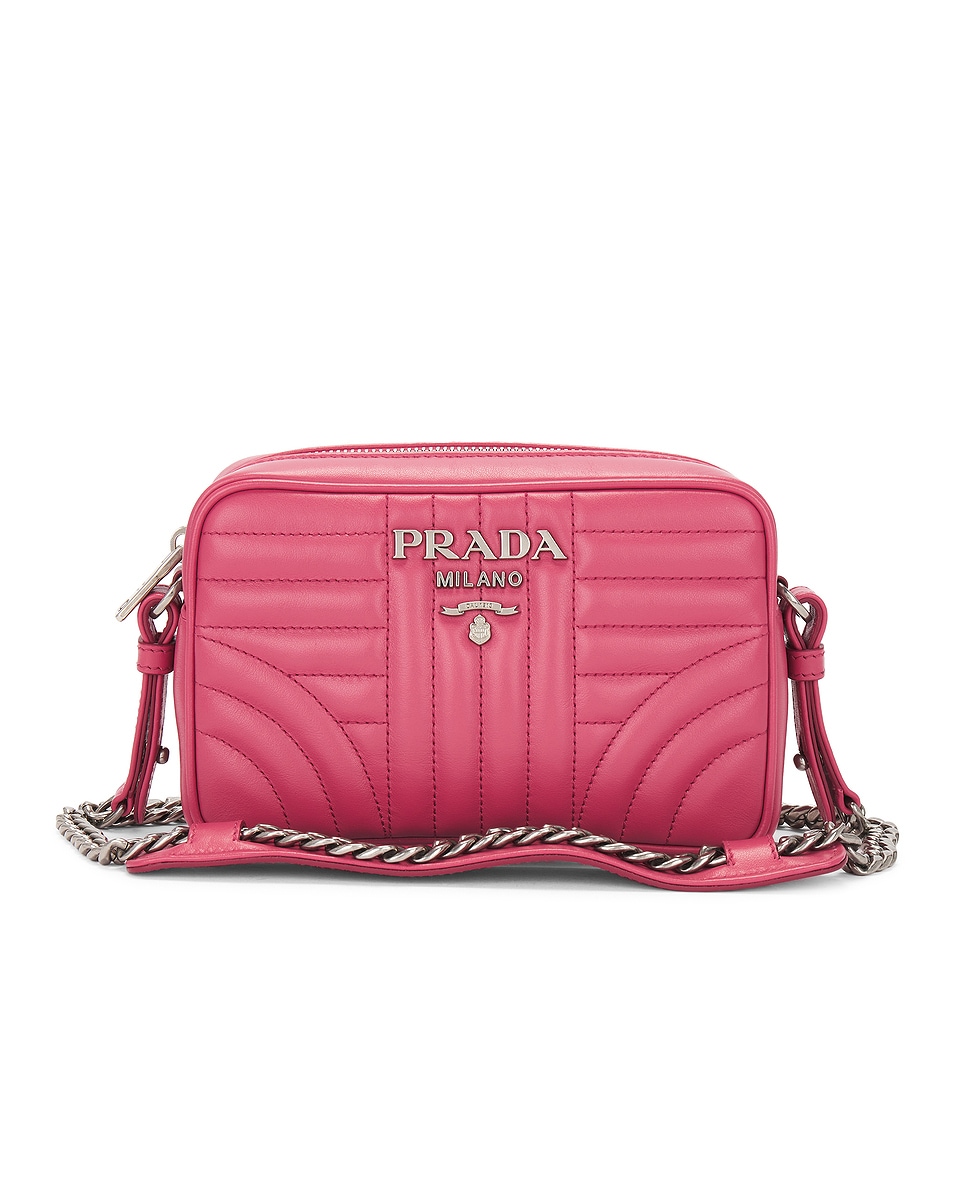 Image 1 of FWRD Renew Prada Diagramme Leather Chain Shoulder Bag in Pink