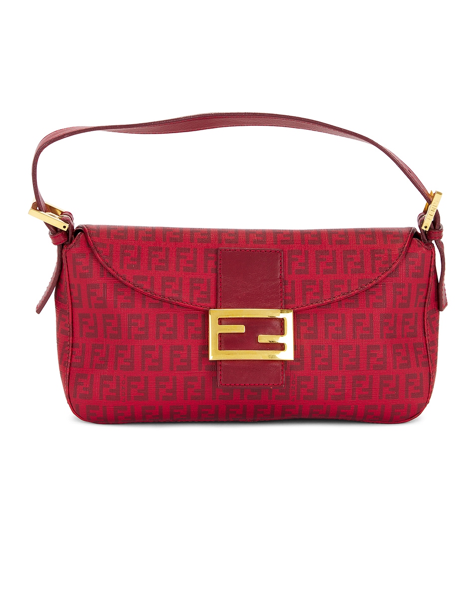 Image 1 of FWRD Renew Fendi Mama Zucchino Baguette Shoulder Bag in Red