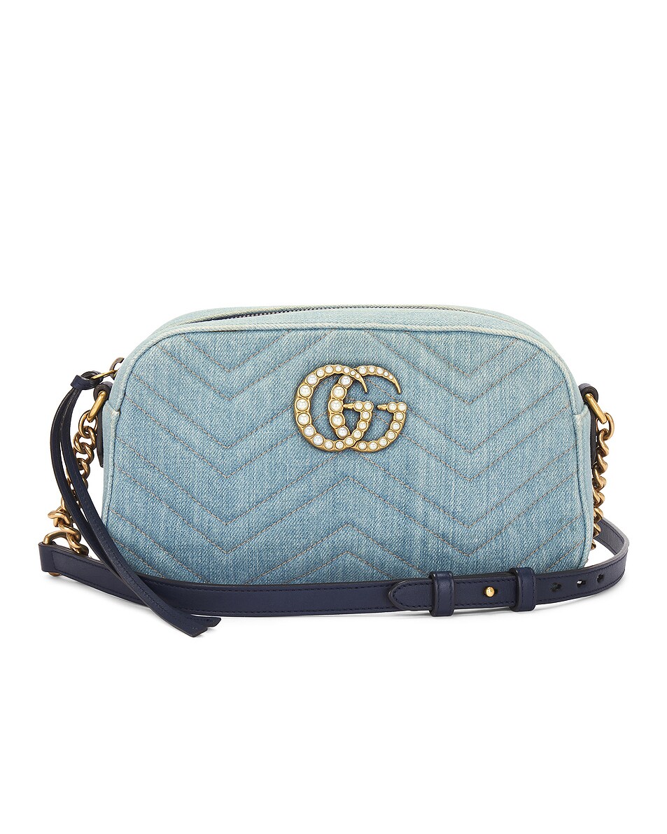 Image 1 of FWRD Renew Gucci GG Marmont Chain Shoulder Bag in Light Blue