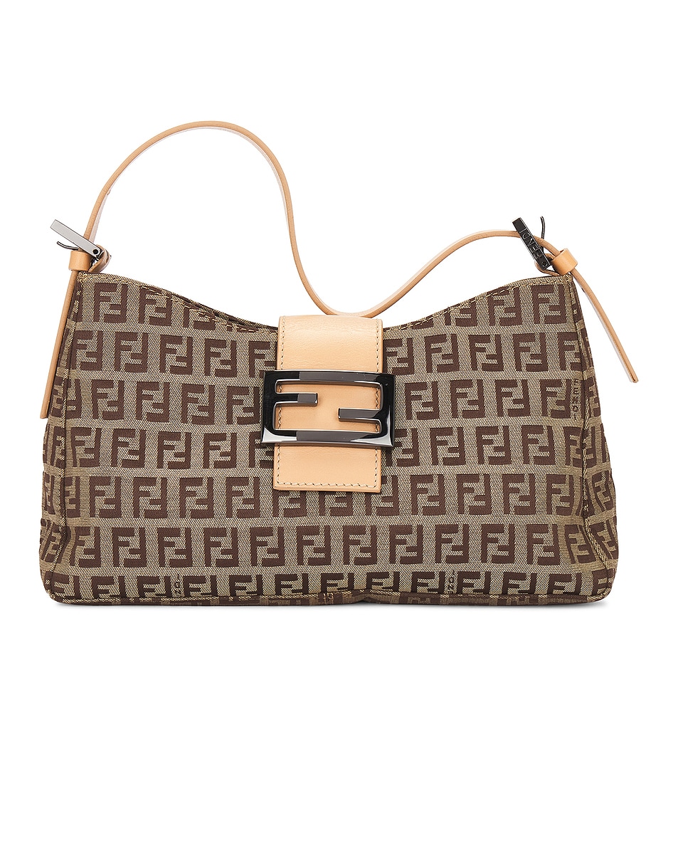 Image 1 of FWRD Renew Fendi Zucchino Mama Baguette Shoulder Bag in Beige