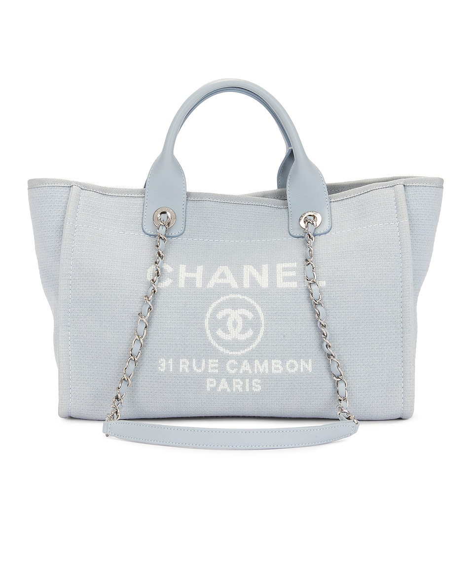 Image 1 of FWRD Renew Chanel Deauville MM Chain Tote Bag in Grey