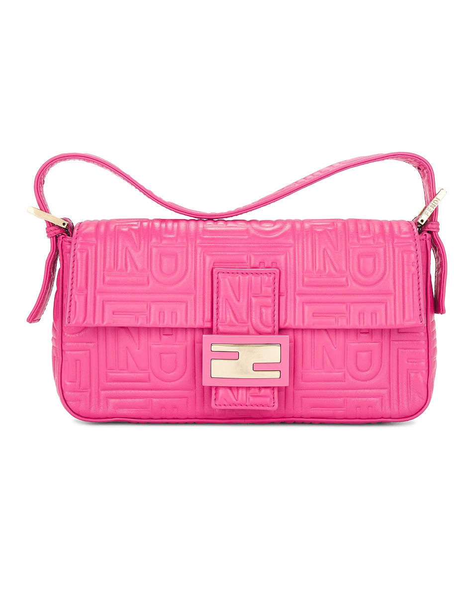 Image 1 of FWRD Renew Fendi Embossed Mama Baguette Shoulder Bag in Pink