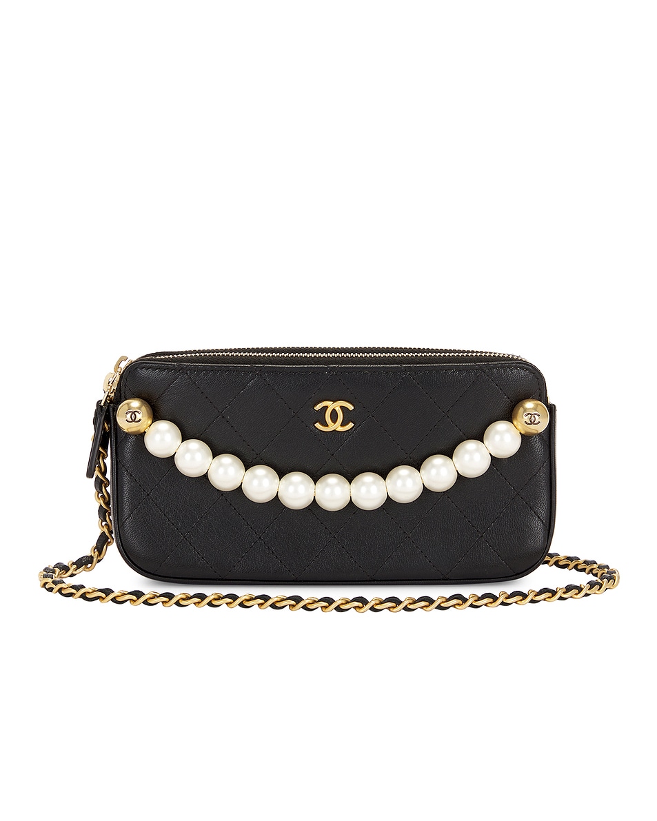 Image 1 of FWRD Renew Chanel Pearl Wallet On Chain Bag in Black