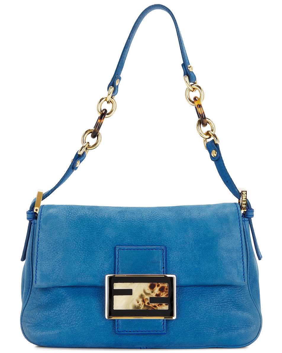 Image 1 of FWRD Renew Fendi Mama Leather Baguette Shoulder Bag in Blue