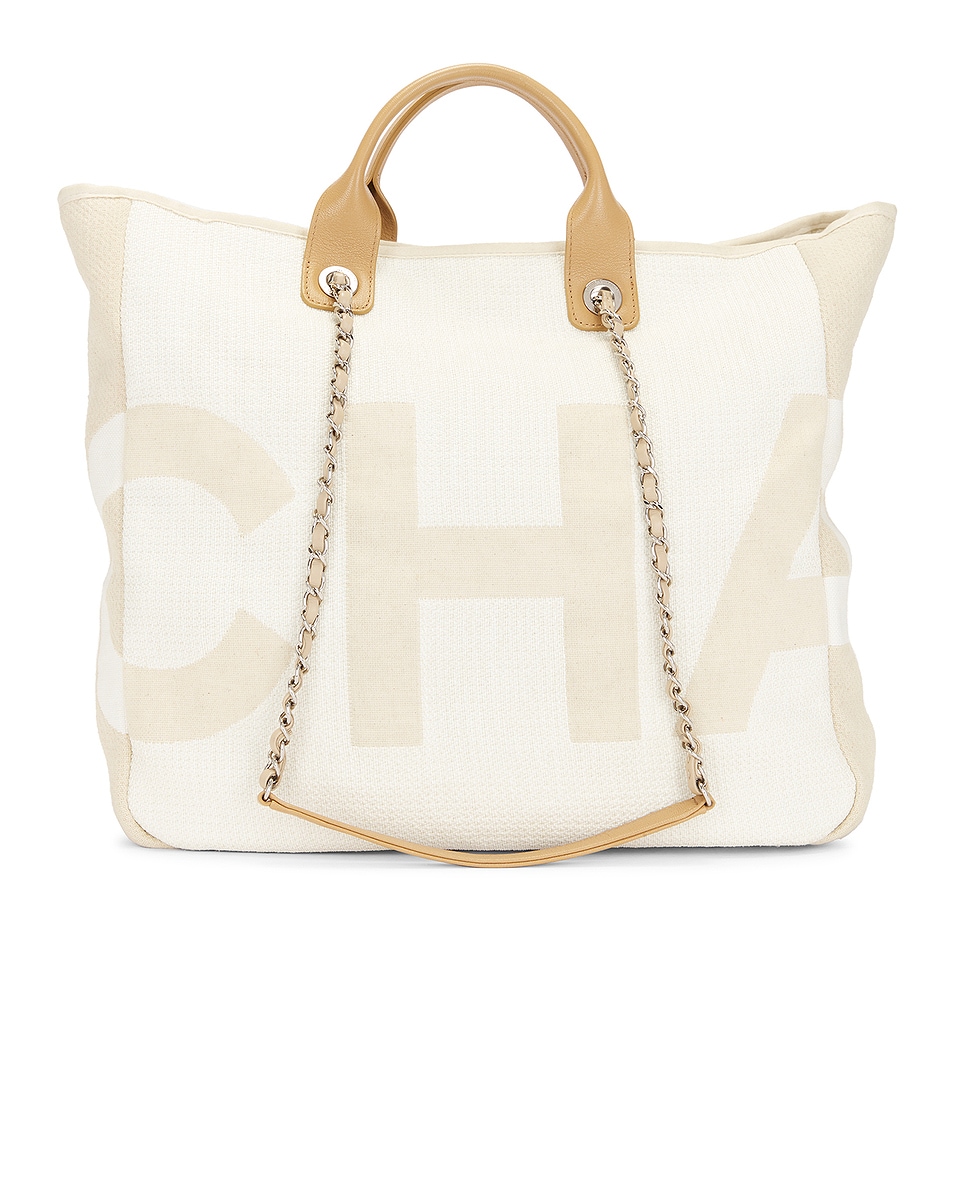 Image 1 of FWRD Renew Chanel Canvas Shopping Tote Bag in White
