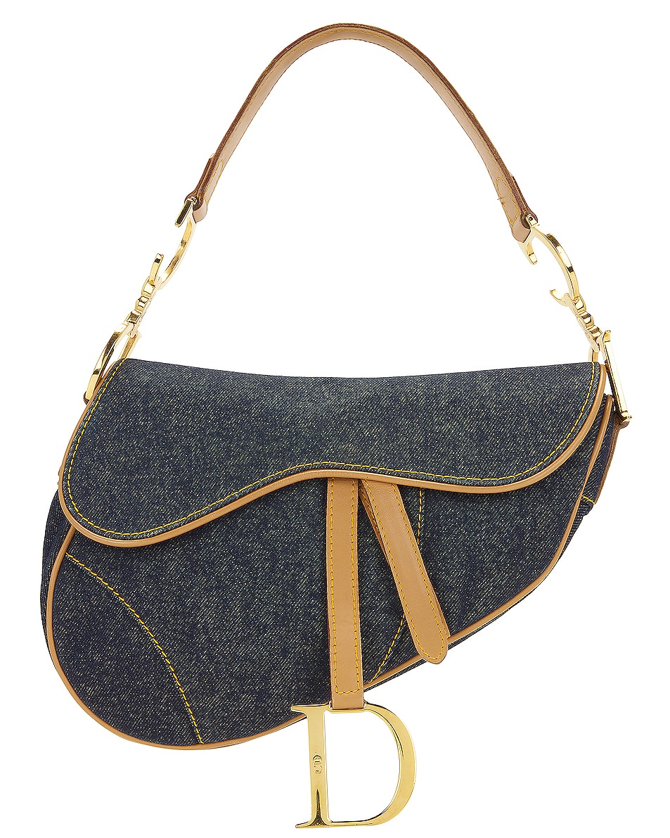Image 1 of FWRD Renew Dior Saddle Bag in Blue Denim