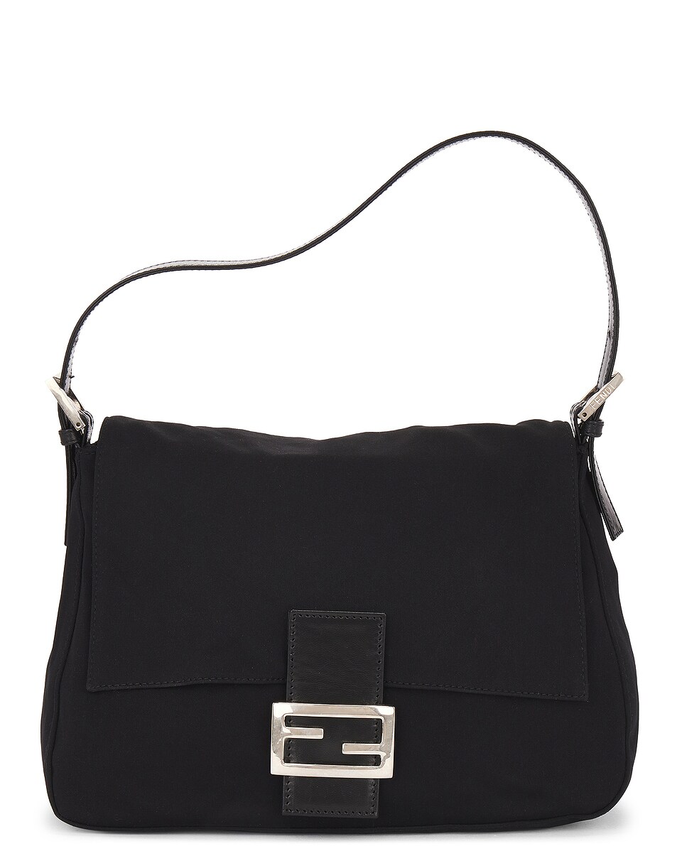 Image 1 of FWRD Renew Fendi Mama Nylon Baguette Handbag in Black