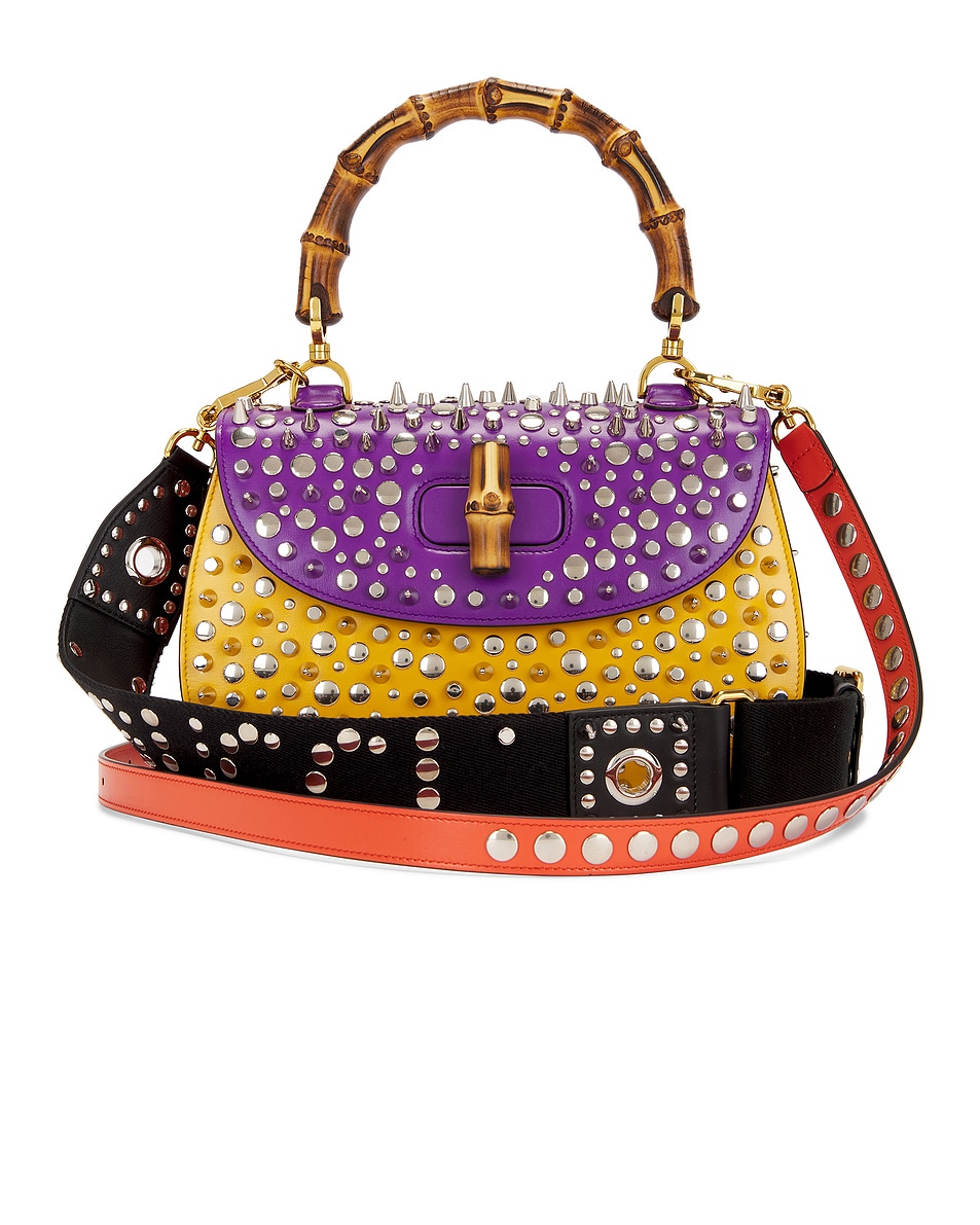 Image 1 of FWRD Renew Gucci Bamboo 2 Way Studded Handbag in Multi