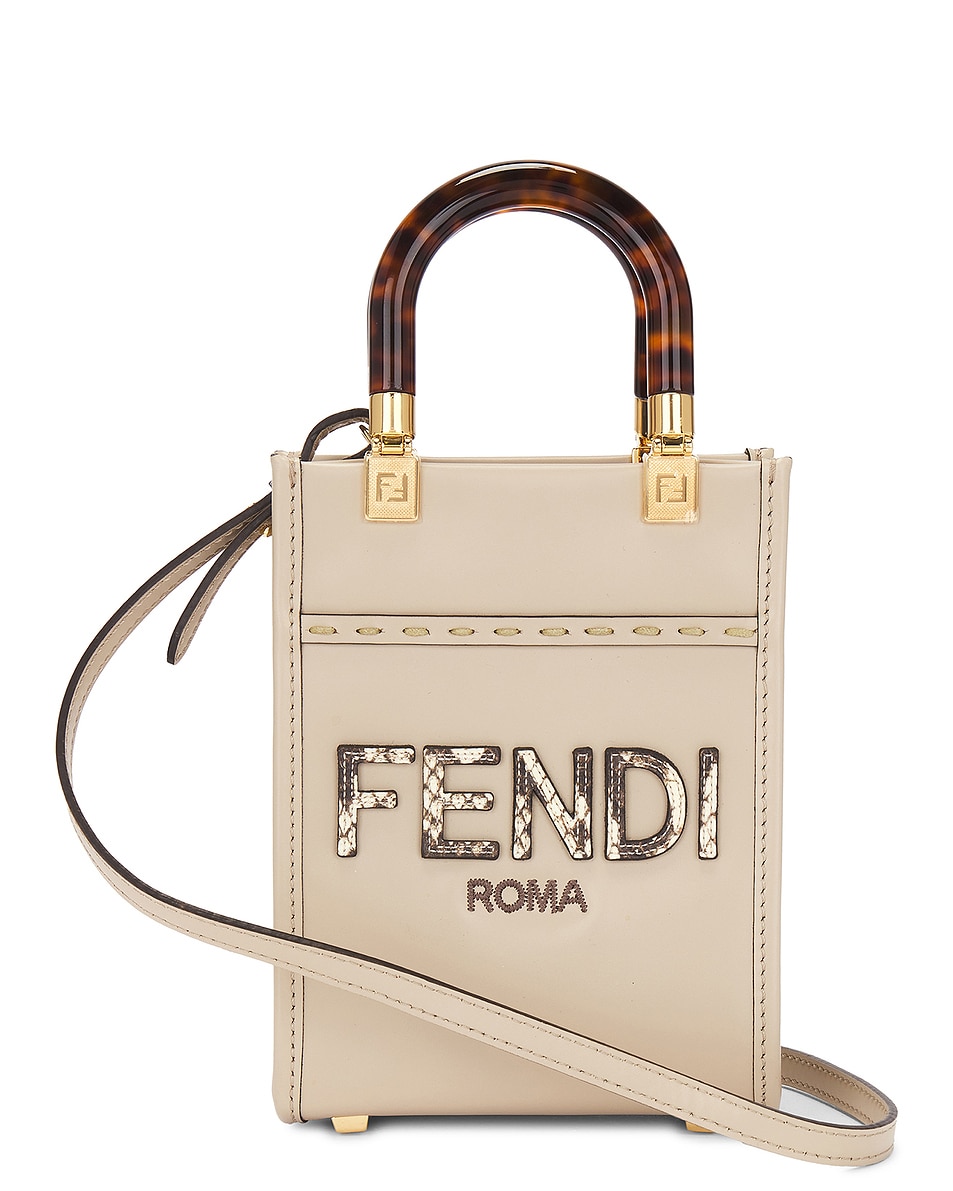 Image 1 of FWRD Renew Fendi Mini Sunshine Shopper Tote Bag in Nude