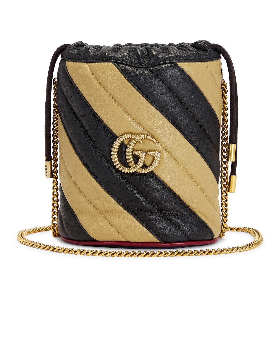 Image 1 of FWRD Renew Gucci Azalea GG Marmont Bucket Bag in Beige