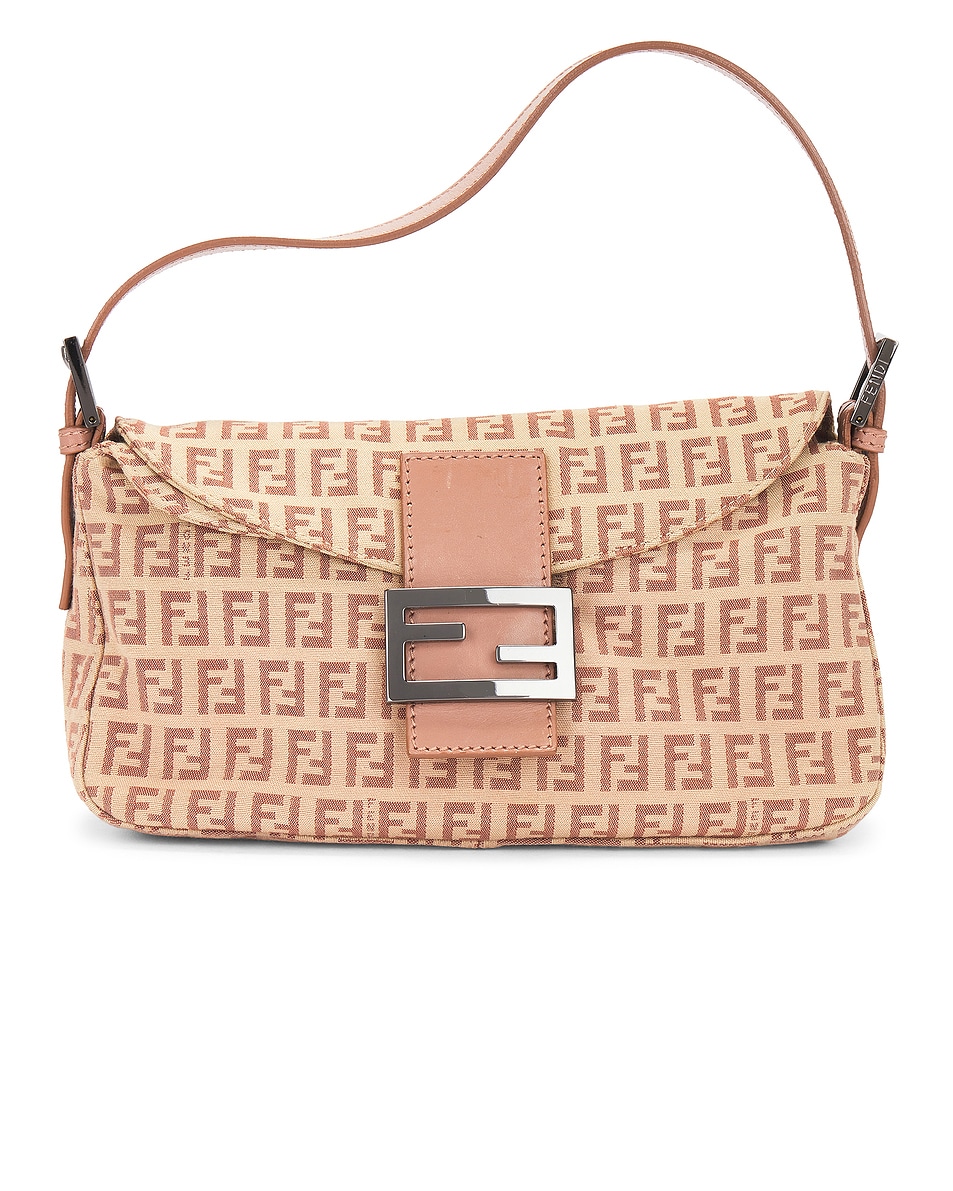 Image 1 of FWRD Renew Fendi Zucchino Baguette Shoulder Bag in Tan