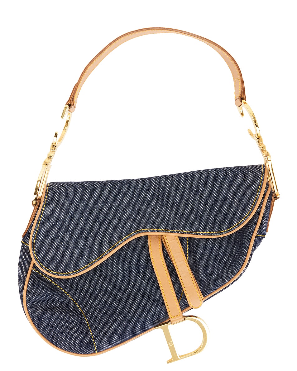 Image 1 of FWRD Renew Dior Denim Saddle Bag in Blue