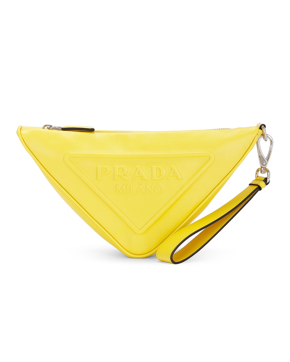 Image 1 of FWRD Renew Prada Triangle Clutch Bag in Yellow