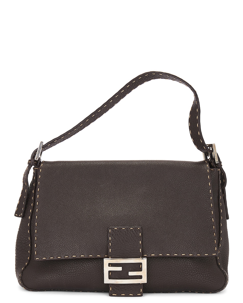 Image 1 of FWRD Renew Fendi Mama Selleria Baguette Shoulder Bag in Dark Brown