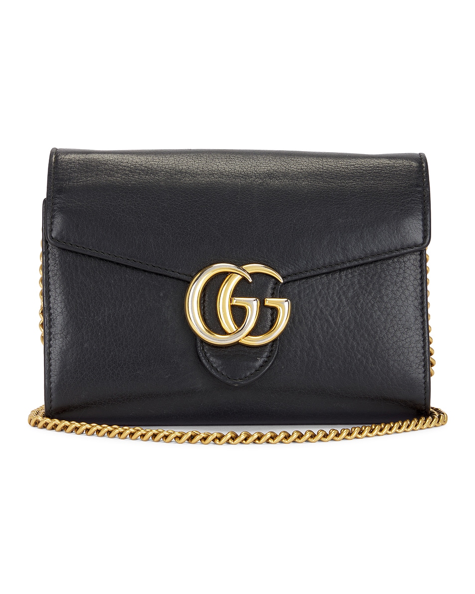Image 1 of FWRD Renew Gucci GG Marmont Wallet On Chain Bag in Black