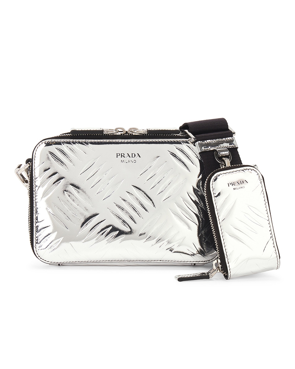 Image 1 of FWRD Renew Prada Brique Shoulder Bag in Silver