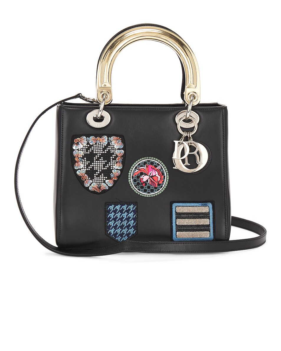 Image 1 of FWRD Renew Dior Badges Lady Dior Handbag in Black