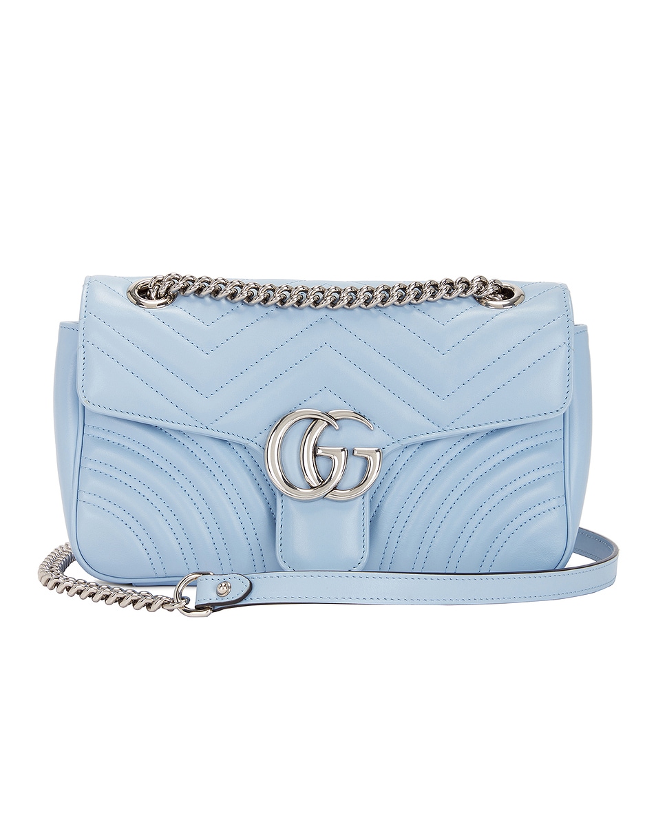 Image 1 of FWRD Renew Gucci GG Marmont Shoulder Bag in Baby Blue