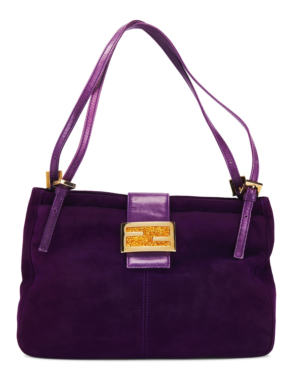 Image 1 of FWRD Renew Fendi Suede Baguette Shoulder Bag in Purple